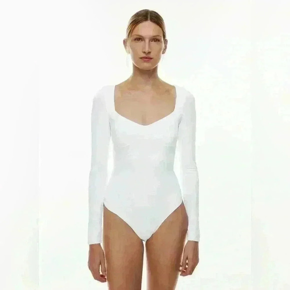 Babaton Contour Lange Longsleeve Sweetheart Bodysuit in Purple/Gray, Never worn - Picture 3 of 4